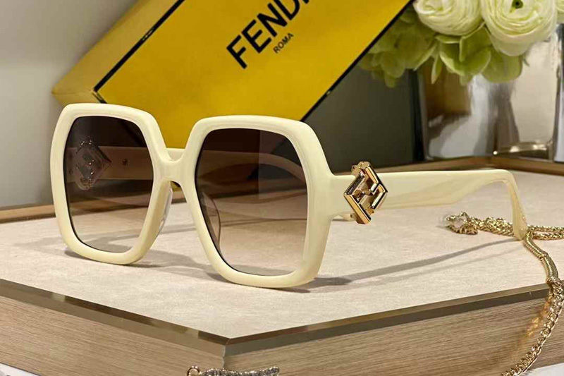 FE40139I Sunglasses White Gradient Brown