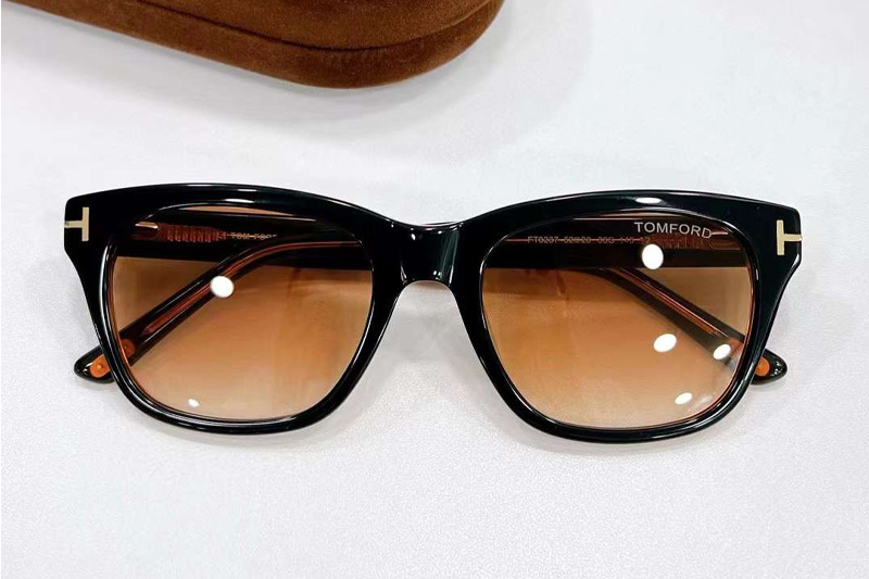FT0237 Sunglasses Black Brown Gradient Brown