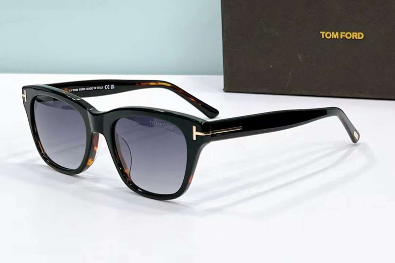 FT0237 Sunglasses Black Tortoise Gradient Gray