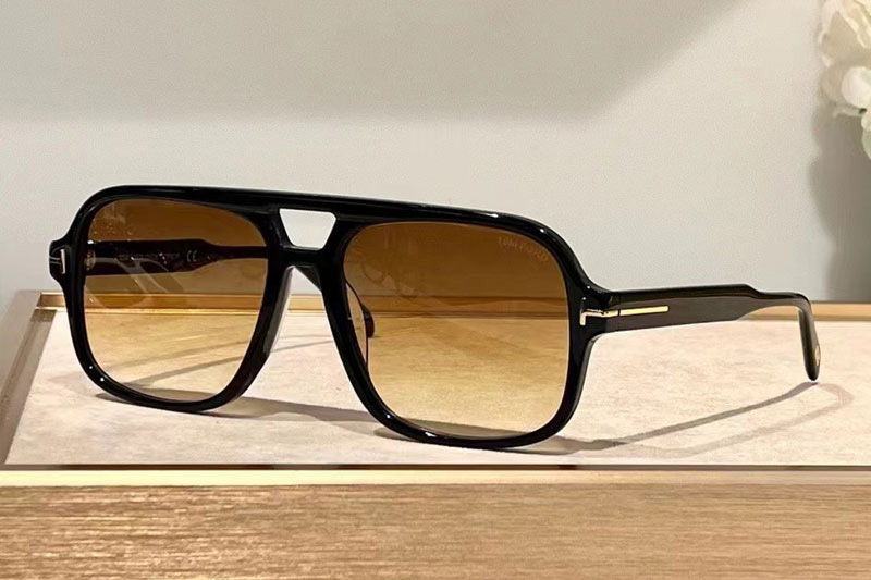 FT884 Sunglasses Black Gradient Brown