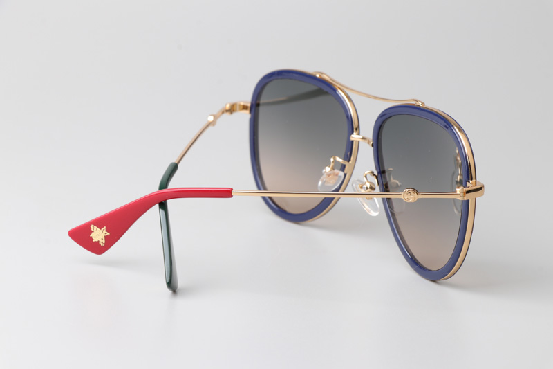 GG0062S Sunglasses Blue White Gradient Gray