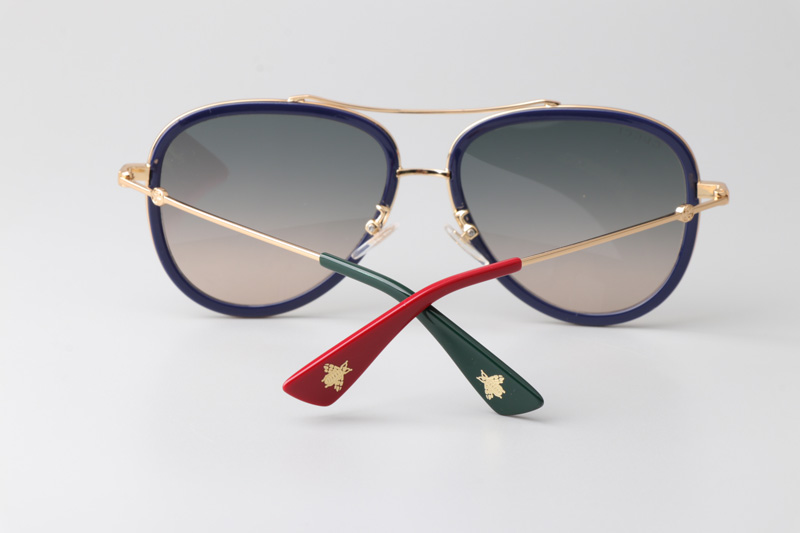 GG0062S Sunglasses Blue White Gradient Gray