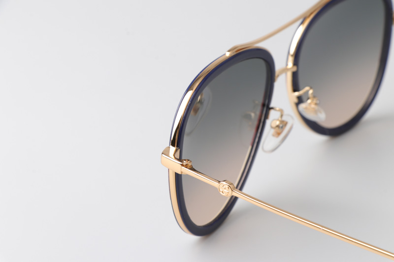 GG0062S Sunglasses Blue White Gradient Gray