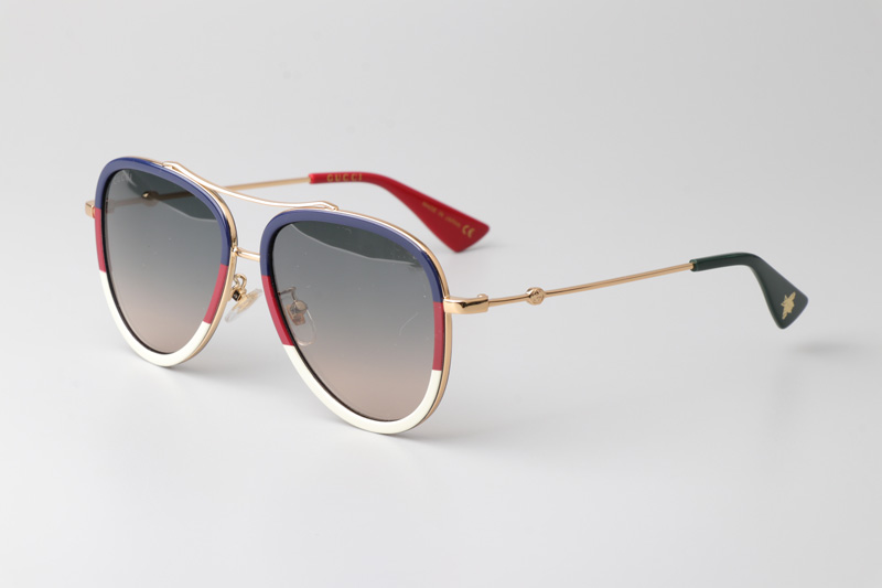 GG0062S Sunglasses Blue White Gradient Gray