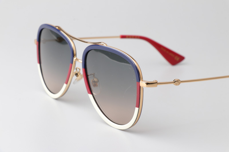 GG0062S Sunglasses Blue White Gradient Gray