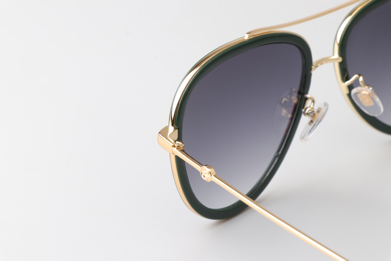 GG0062S Sunglasses Green Gold Gradient Gray