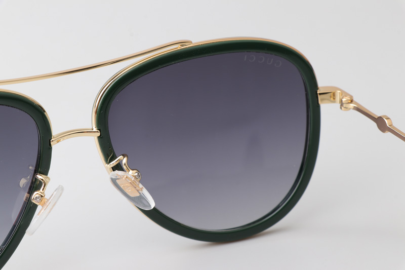GG0062S Sunglasses Green Gold Gradient Gray