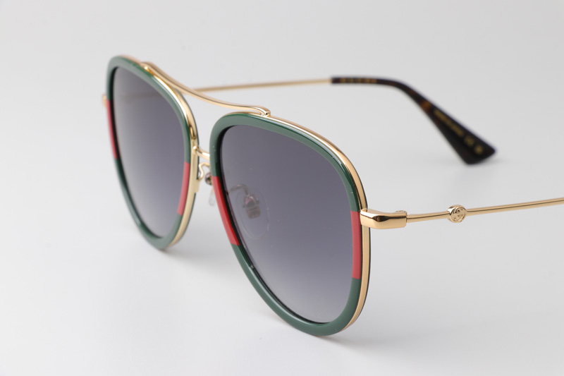 GG0062S Sunglasses Green Gold Gradient Gray