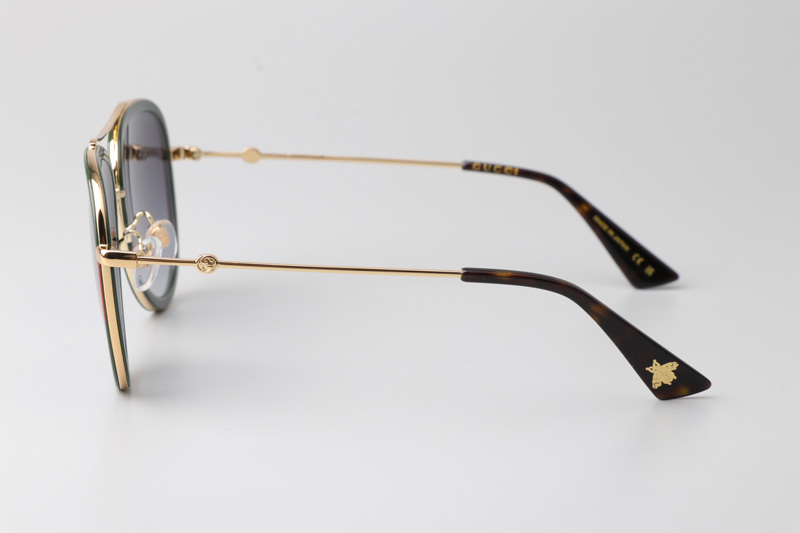 GG0062S Sunglasses Green Gold Gradient Gray