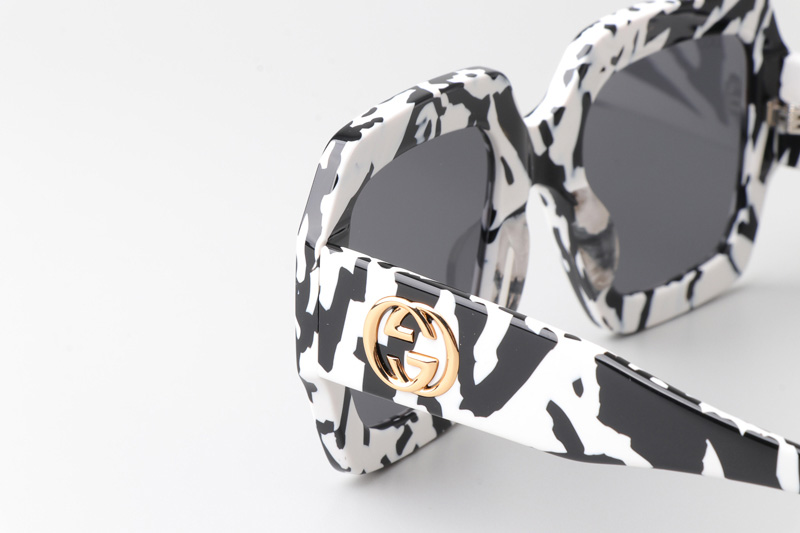 GG0178S Sunglasses Black White Gray