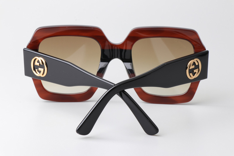 GG0178S Sunglasses Brown Black Gradient Brown