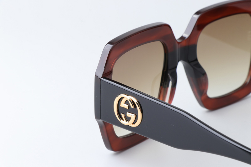 GG0178S Sunglasses Brown Black Gradient Brown