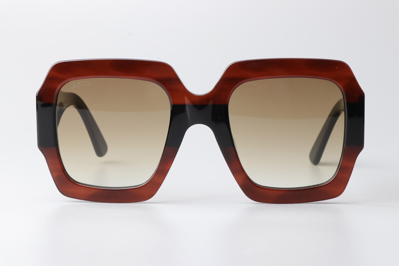 GG0178S Sunglasses Brown Black Gradient Brown