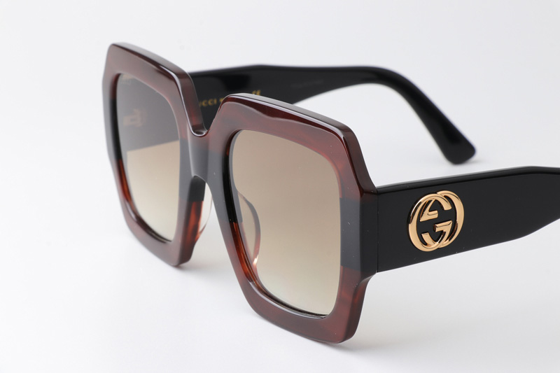 GG0178S Sunglasses Brown Black Gradient Brown