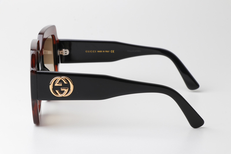 GG0178S Sunglasses Brown Black Gradient Brown