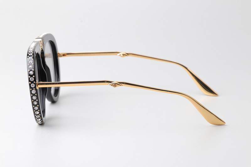 GG0307S Folding Sunglasses Black Gold Light Gray