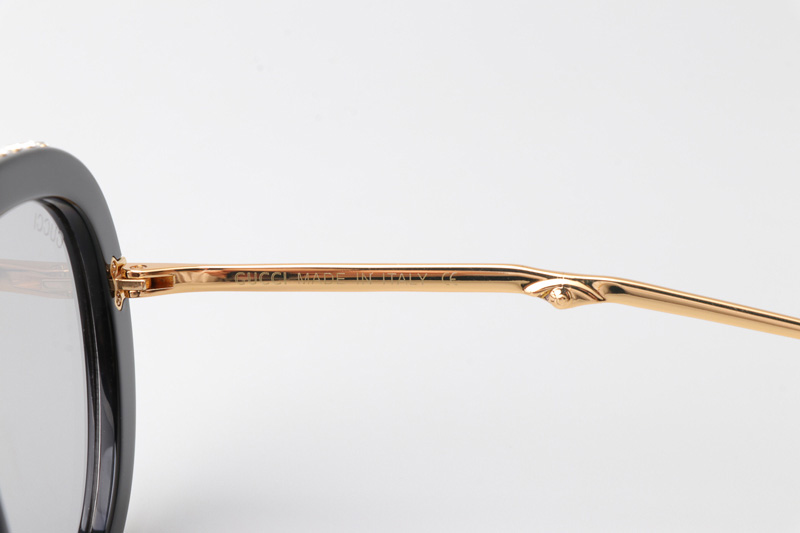 GG0307S Folding Sunglasses Black Gold Light Gray