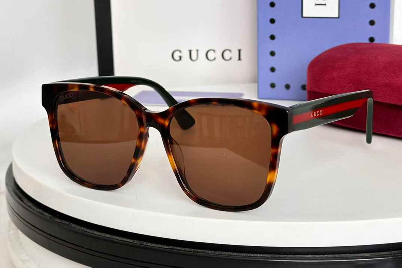 GG0417SK Sunglasses Tortoise Green Brown