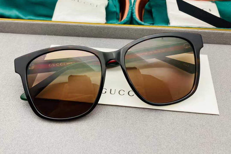 GG0417SK Sunglasses Tortoise Green Brown