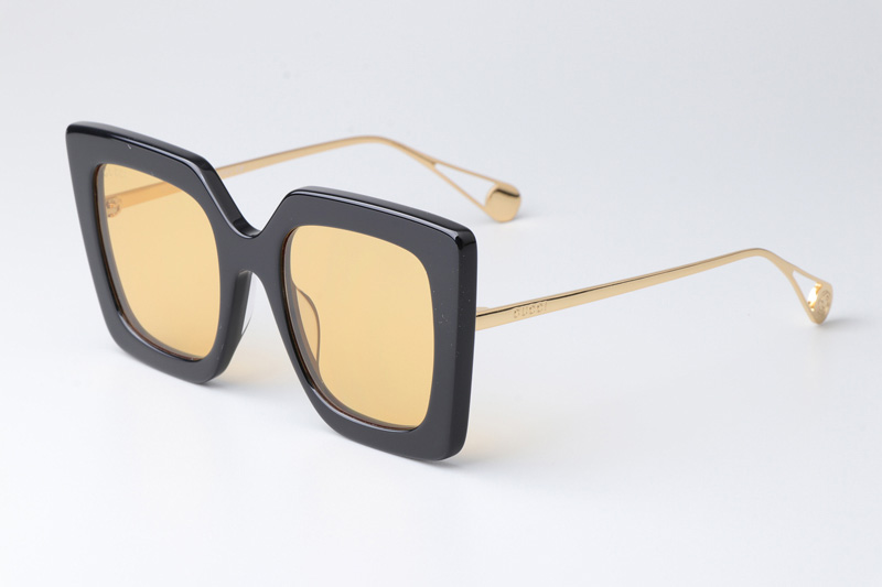 GG0435S Sunglasses Black Yellow