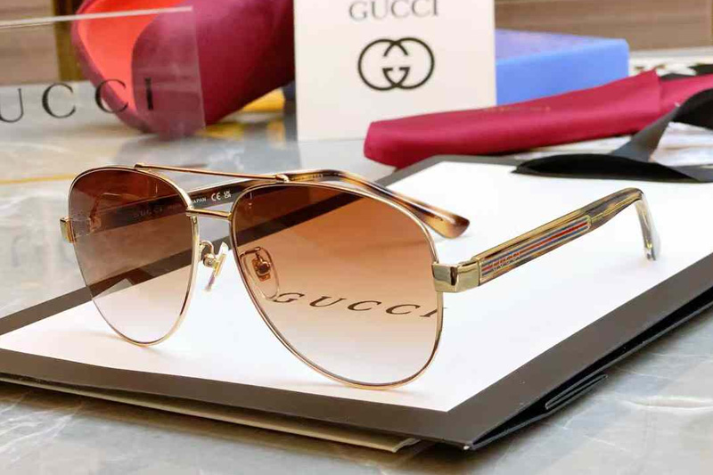 GG0528S Sunglasses Gold Gradient Brown