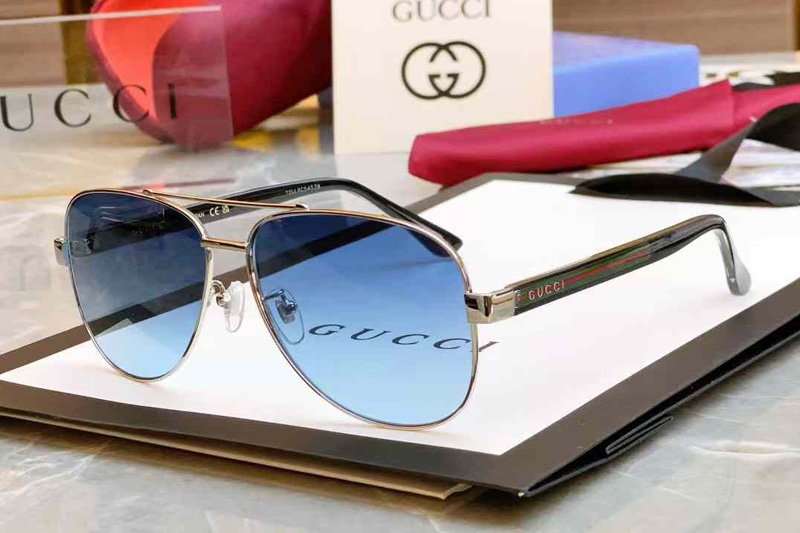GG0528S Sunglasses Silver Gradient Blue