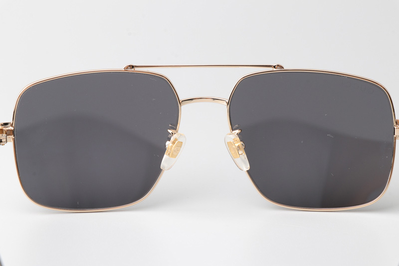 GG0529S Sunglasses Gold Black Gray