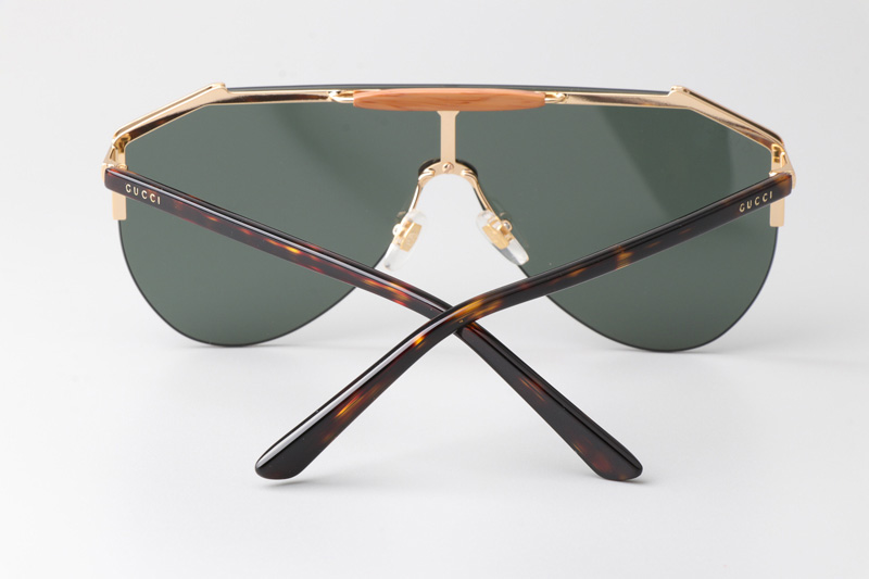 GG0584S Sunglasses Gold Tortoise Green