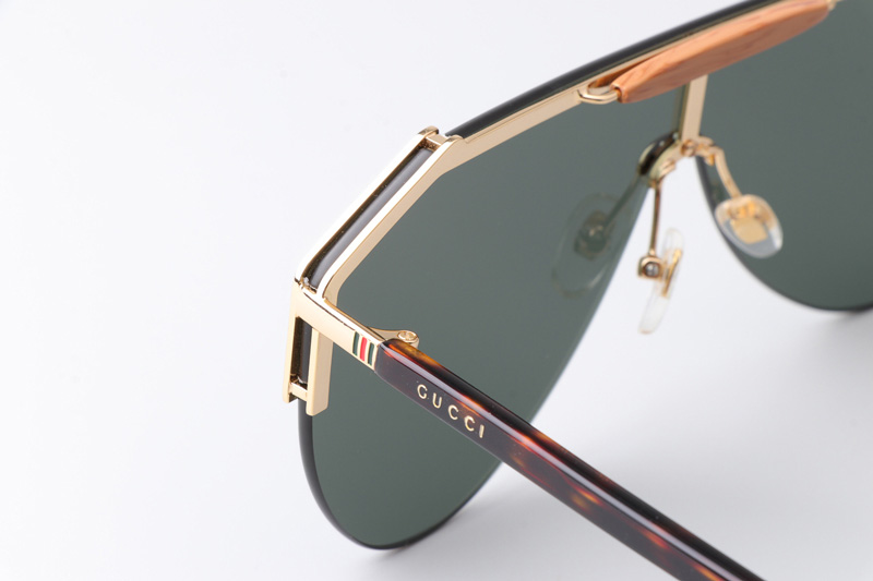 GG0584S Sunglasses Gold Tortoise Green