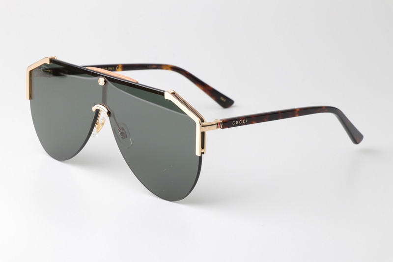 GG0584S Sunglasses Gold Tortoise Green