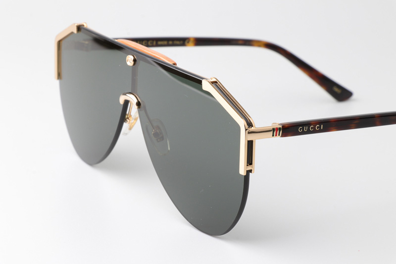 GG0584S Sunglasses Gold Tortoise Green