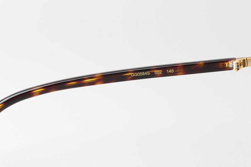 GG0584S Sunglasses Gold Tortoise Green