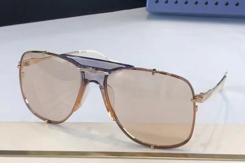 GG0739S Sunglasses In Grey Gold Gradient Pink Lens