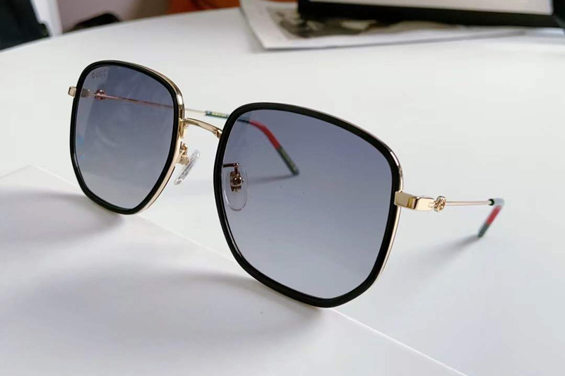 GG1197OA Sunglasses Black Gold Gradient Gray