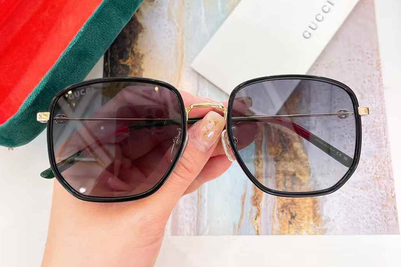 GG1197OA Sunglasses Black Gold Gradient Gray