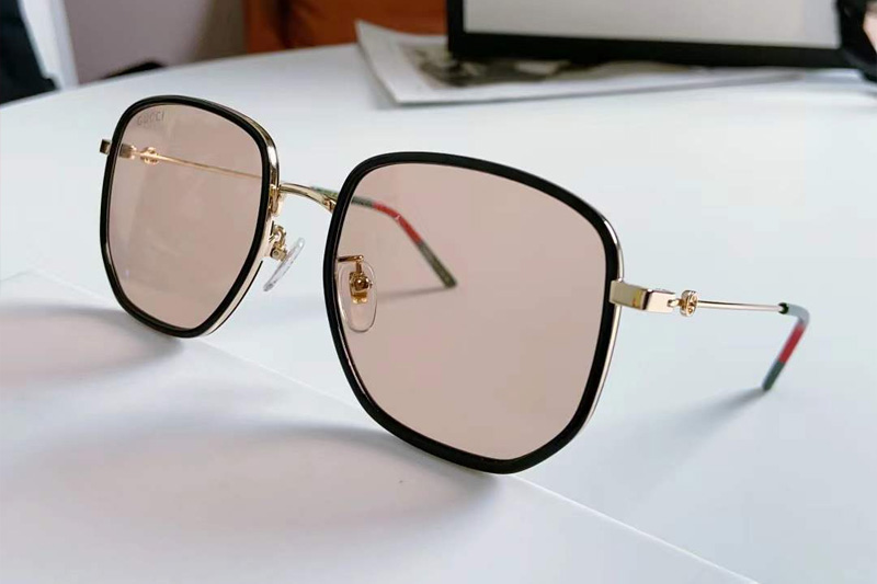GG1197OA Sunglasses Black Gold Light Brown