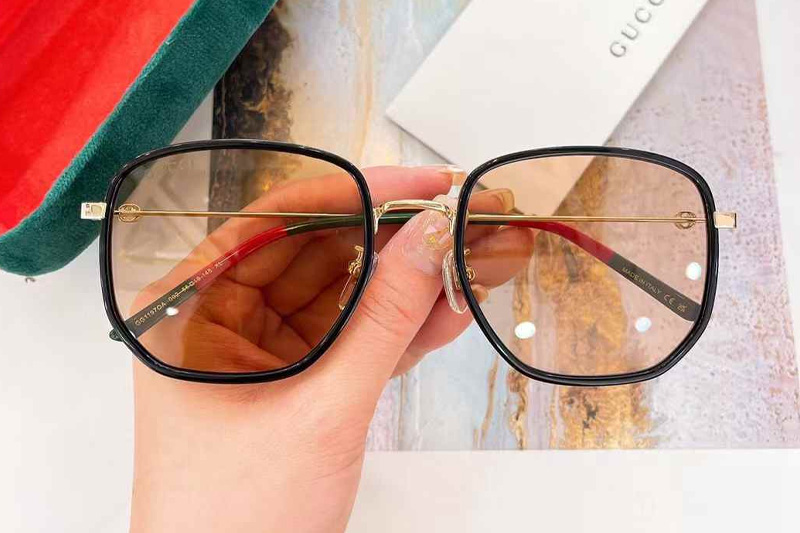 GG1197OA Sunglasses Black Gold Light Brown