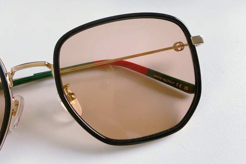 GG1197OA Sunglasses Black Gold Light Brown