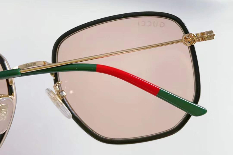 GG1197OA Sunglasses Black Gold Light Brown