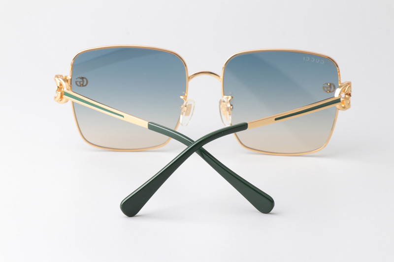 GG1295S Sunglasses Gold Green Gradient Blue