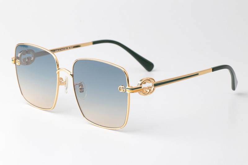 GG1295S Sunglasses Gold Green Gradient Blue