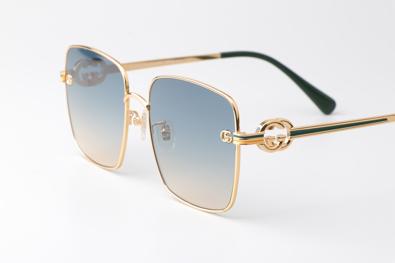GG1295S Sunglasses Gold Green Gradient Blue