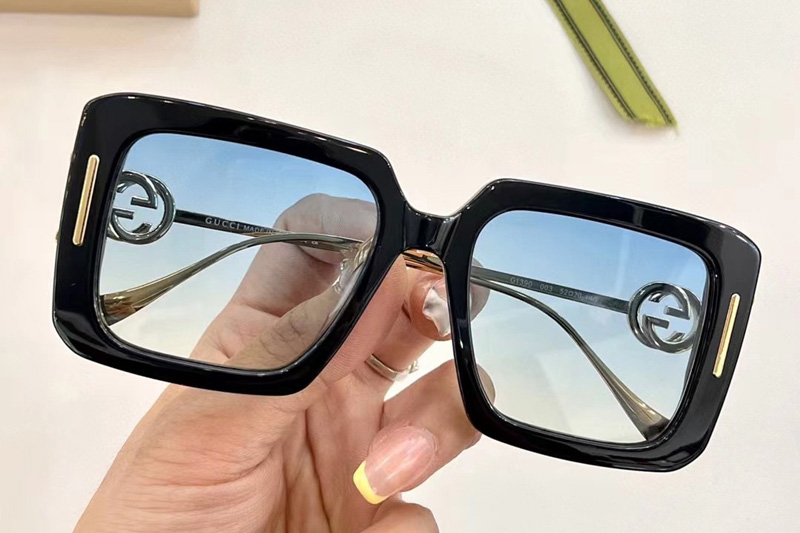 GG1390S Sunglasses In Black Gold Gradient Blue