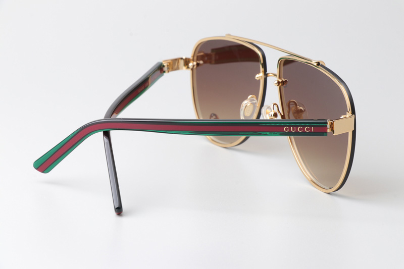 GG1418S Sunglasses Gold Green Gradient Brown