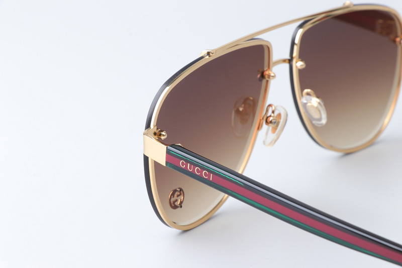 GG1418S Sunglasses Gold Green Gradient Brown