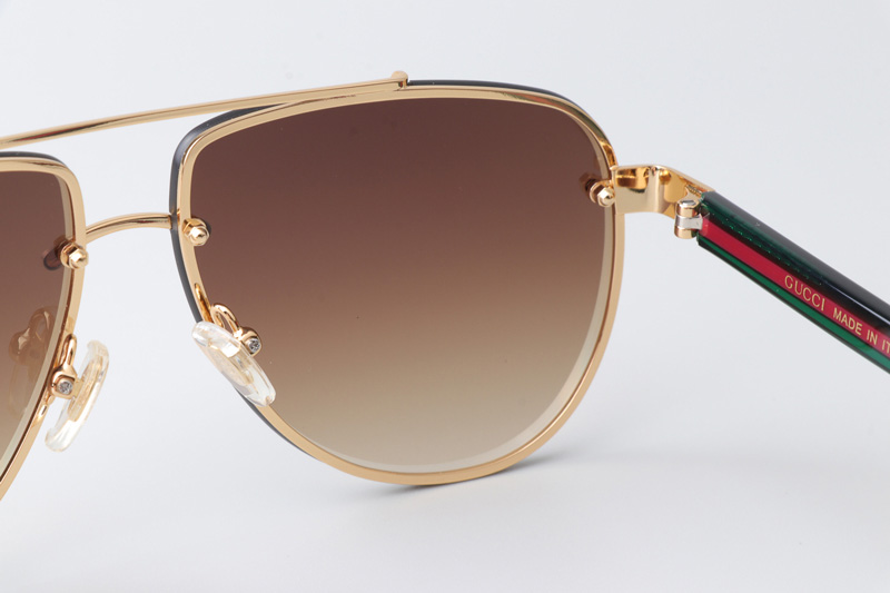 GG1418S Sunglasses Gold Green Gradient Brown