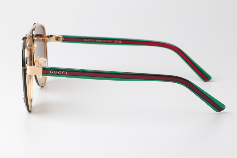 GG1418S Sunglasses Gold Green Gradient Brown