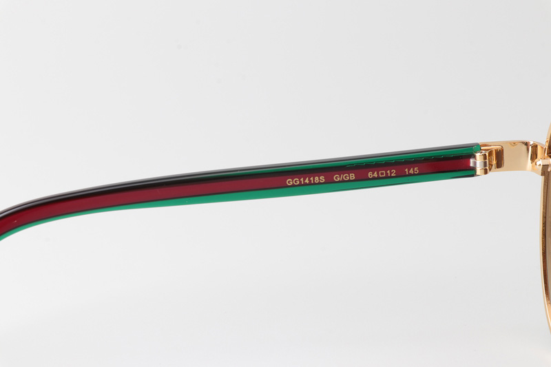 GG1418S Sunglasses Gold Green Gradient Brown