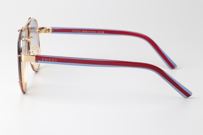 GG1418S Sunglasses Gold Red Gradient Blue