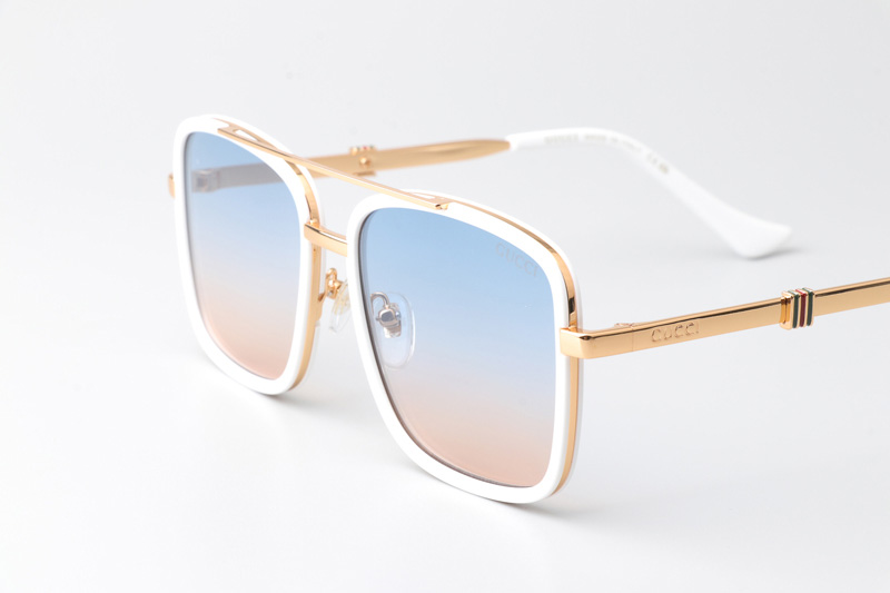 GG1617 Sunglasses White Gold Gradient Blue